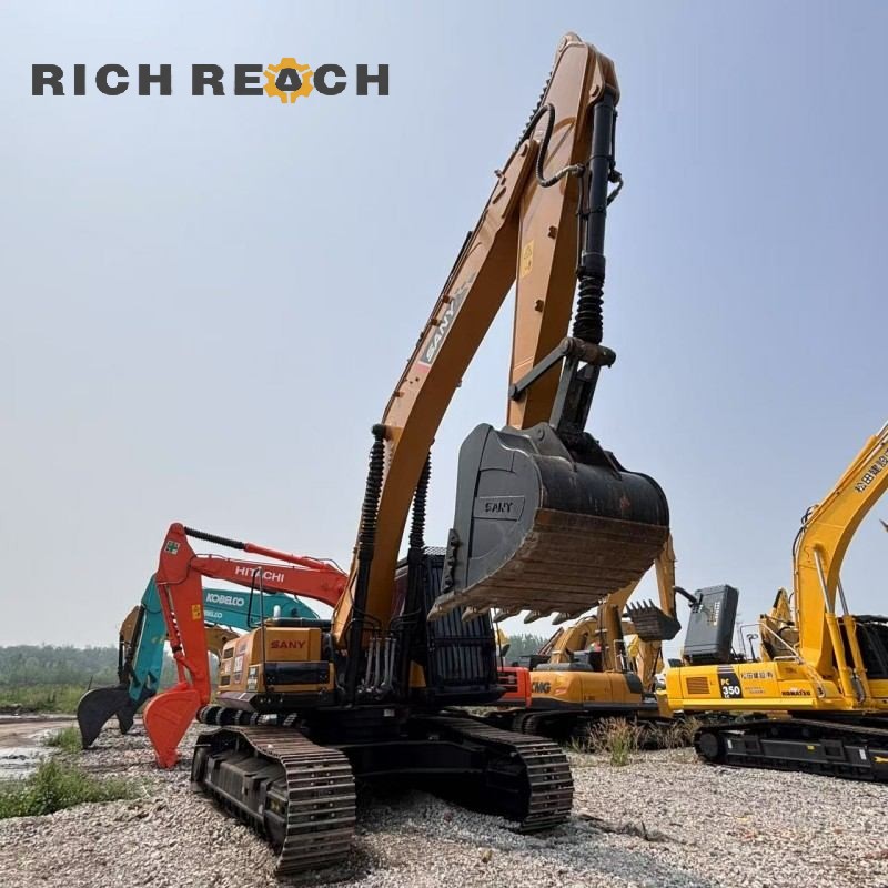 Heavy-duty undercarriage and tracks of a used 2025 SANY 365H excavator, only $38,889 for sale